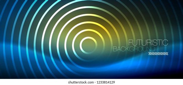 Neon-leuchtende Kreishintergrund, Vektorgrafik-Zaubervorlage