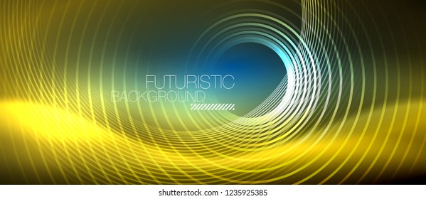 Neon-leuchtende Kreishintergrund, Vektorgrafik-Zaubervorlage