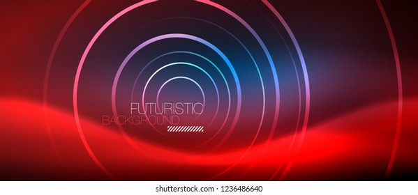 Neon-leuchtende Kreishintergrund, Vektorgrafik-Zaubervorlage