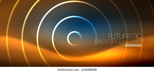 Neon-leuchtende Kreishintergrund, Vektorgrafik-Zaubervorlage
