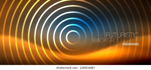 Neon-leuchtende Kreishintergrund, Vektorgrafik-Zaubervorlage
