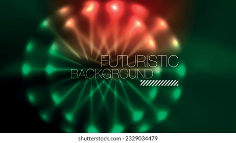 Neon glowing circles, magic energy space light concept, abstract background wallpaper design