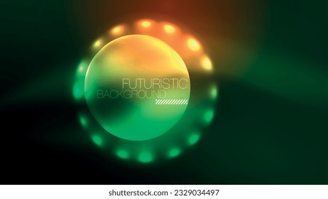 Círculos brillantes neones, concepto de luz espacial mágica, diseño de fondo abstracto de fondo de fondo