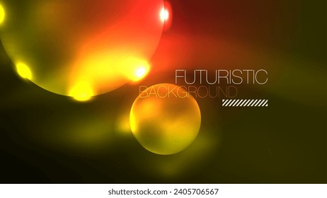 Neon glowing circles, magic energy space light concept, abstract background wallpaper design