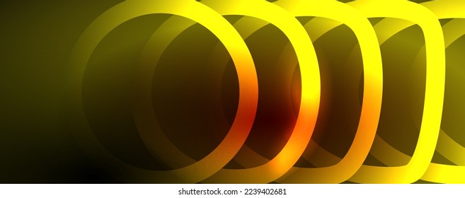 Neonleuchtende Kreise und runde Formen, magisches Energielicht-Lichtkonzept, abstraktes Hintergrunddesign