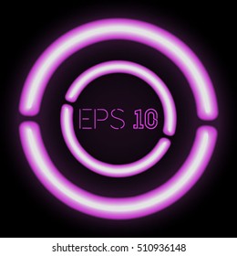 Neon glowing circles sign background. Design elements Vector illustration.