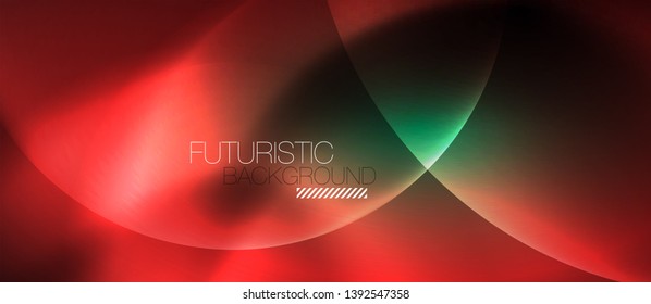 Neon glowing circles vector abstract background, vector template