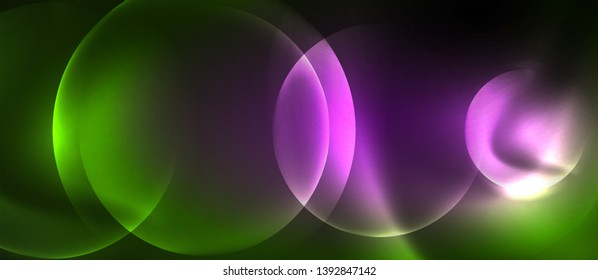 Neon glowing circles vector abstract background, vector template