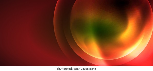 Neon glowing circles vector abstract background, vector template