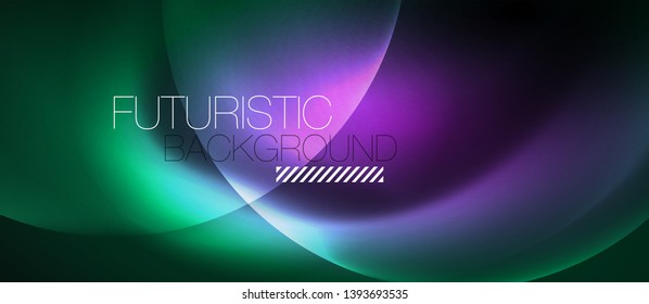 Neon glowing circles vector abstract background, vector template