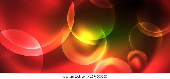 Neon glowing circles vector abstract background, vector template