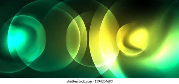 Neon glowing circles vector abstract background, vector template