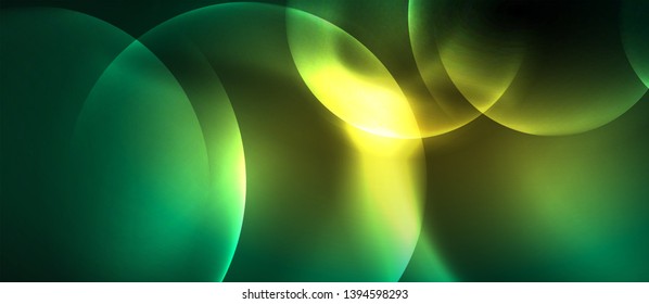 Neon glowing circles vector abstract background, vector template