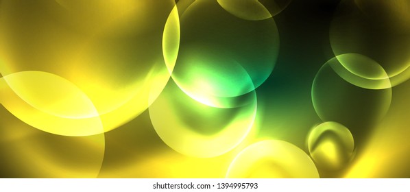 Neon glowing circles vector abstract background, vector template