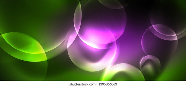 Neon glowing circles vector abstract background, vector template