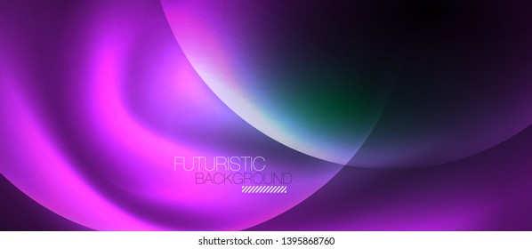 Neon glowing circles vector abstract background, vector template