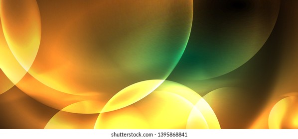 Neon glowing circles vector abstract background, vector template