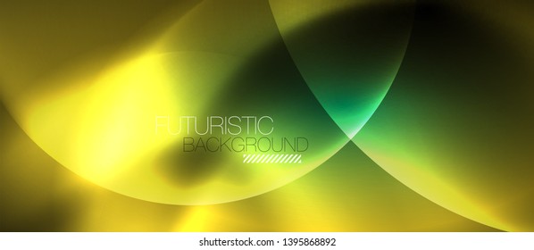 Neon glowing circles vector abstract background, vector template