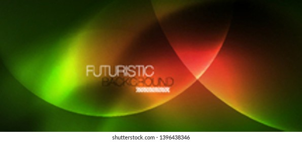 Neon glowing circles vector abstract background, vector template