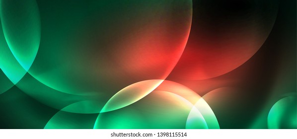 Neon glowing circles vector abstract background, vector template
