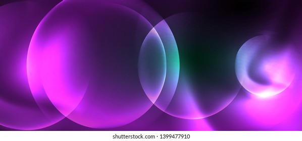 Neon glowing circles vector abstract background, vector template