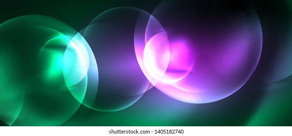 Neon glowing circles vector abstract background, vector template