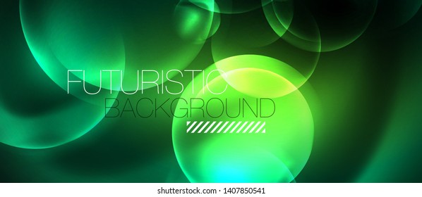 Neon glowing circles vector abstract background, vector template
