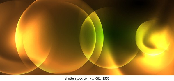Neon glowing circles vector abstract background, vector template