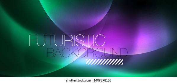 Neon glowing circles vector abstract background, vector template