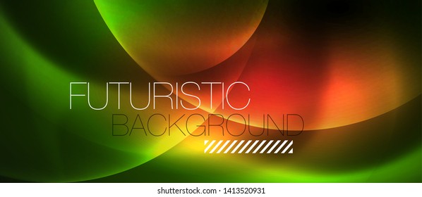 Neon glowing circles vector abstract background, vector template