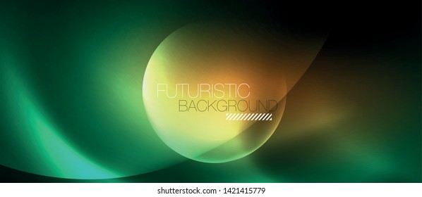 Neon glowing circles vector abstract background, vector template