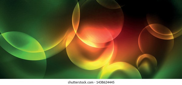 Neon glowing circles vector abstract background, vector template