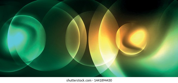 Neon glowing circles vector abstract background, vector template