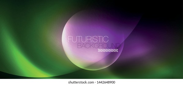 Neon glowing circles vector abstract background, vector template
