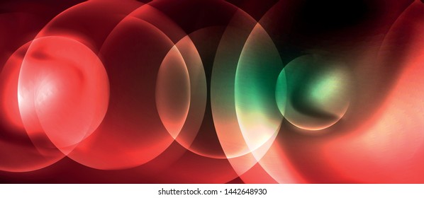 Neon glowing circles vector abstract background, vector template