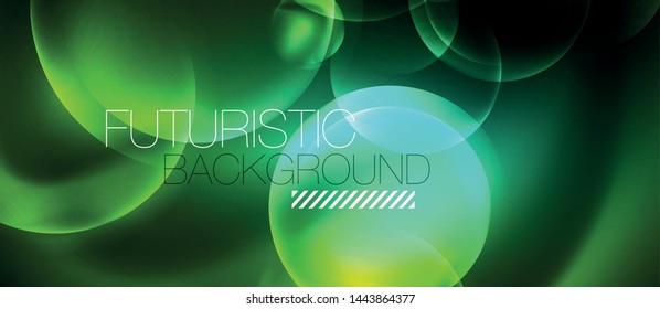 Neon glowing circles vector abstract background, vector template