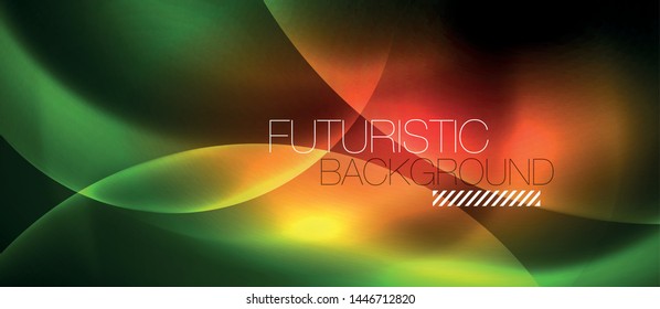 Neon glowing circles vector abstract background, vector template