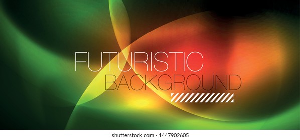 Neon glowing circles vector abstract background, vector template