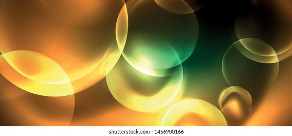 Neon glowing circles vector abstract background, vector template