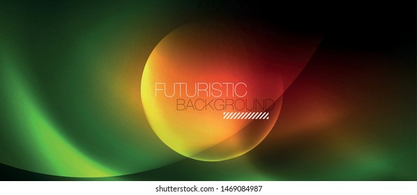Neon glowing circles vector abstract background, vector template