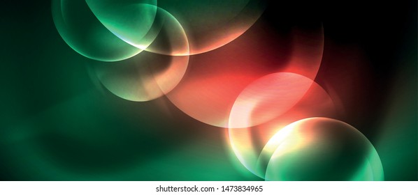 Neon glowing circles vector abstract background, vector template