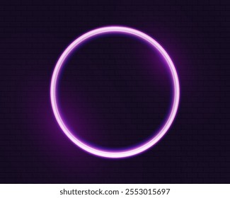 Neon brilhante forma geométrica circular com efeitos de luz, adequado para banners, publicidade e desenhos digitais modernos.