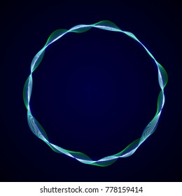Forma circular neón de olas. 