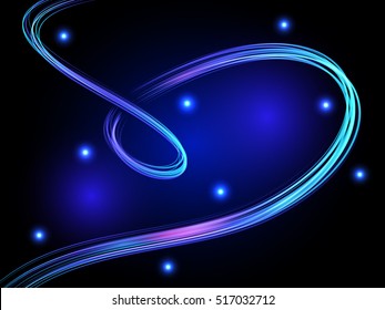 Neon glowing eps10 lines. Light effect on a dark background. Vector illustration. Flashes of blue light. 