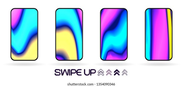 Neon glowing flow lines abstract  smartphone background vector. Futuristic bright sticks