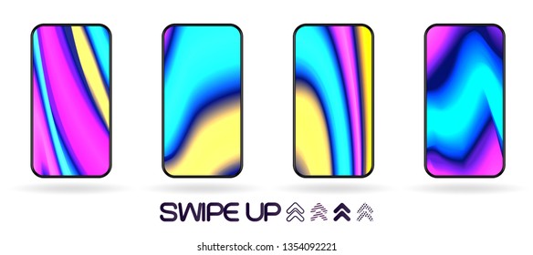 Neon glowing flow lines abstract  smartphone background vector. Futuristic bright sticks