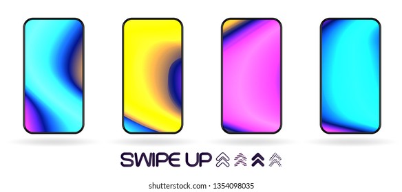 Neon glowing flow lines abstract  smartphone background vector. Futuristic bright sticks