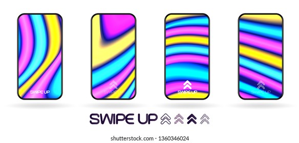 Neon glowing flow lines abstract  smartphone background vector. Futuristic bright sticks