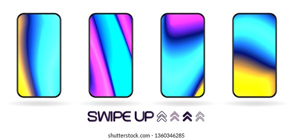 Neon glowing flow lines abstract  smartphone background vector. Futuristic bright sticks