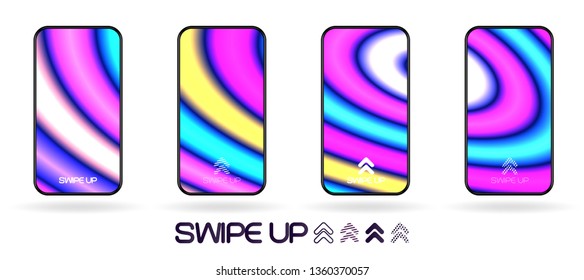 Neon glowing flow lines abstract  smartphone background vector. Futuristic bright sticks